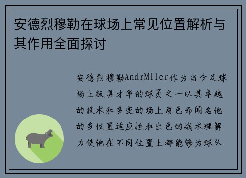 安德烈穆勒在球场上常见位置解析与其作用全面探讨